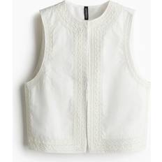 H&M White Vests H&M Embroidered Gilet - White