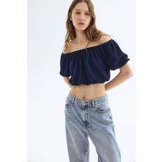 H&M Cropped Off-The-Shoulder Top - Blue