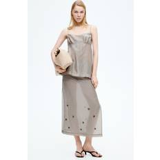 Recycled Fabric Skirts H&M Grey Sheer Embellished Skirt - Grey