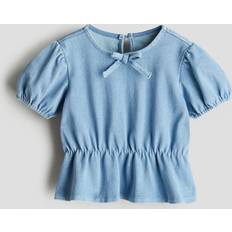 6-9M Blusar & Tunikor Barnkläder H&M Blå Peplumtopp Med Denimlook - Ljusblå