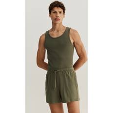 Gröna - Herr Pyjamasar H&M Bomullspyjamas Med Linne Och Shorts - Mörk Khakigrön