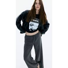 H&M Guld Kläder H&M Twillbyxa Med Dragsko - Mörkgråmelerad