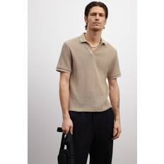 H&M Hålstickad Pikétröja Regular Fit - Mörkbeige