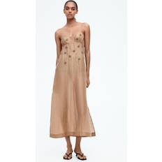 H&M Tynd Stropkjole Med Dekorationer - Beige