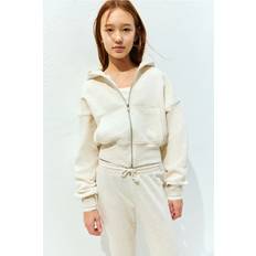 H&M Cropped Zip-Through Hoodie - Beige