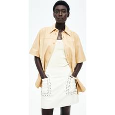 Leather - Women Shirts H&M Loose-Fit Leather Shirt - Yellow