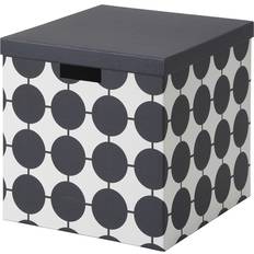 IKEA Förvaringslådor IKEA TJENA Med Lock Vit Svart/Prickar 32x35x32 cm Förvaringslåda