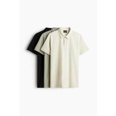 Beige Pikétröjor H&M Pikétröja Slim Fit 3-pack - Ljusbeige/Svart/Mörkgrön