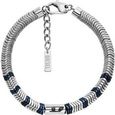 Diesel Men's Hematite Beaded Bracelet - Silver/Blue