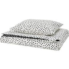 Hemtextil IKEA Björkgråmal 1 Örngott 150x200/50x60 cm Svart Vit/Prickar Påslakan