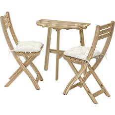 IKEA Matgrupper Utemöbler IKEA Bord F Vägg 2 Klappstolar 70x44 cm Akacia Kuddarna Ljust Gråbeige Matgrupp