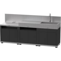 Cuisines Extérieures Le Marquier Cuisine D'Extérieur 3 Éléments Avec Crédence Inox Noir
