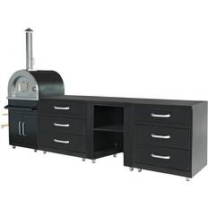 Cocinas Exteriores Cocina Exterior De 4 Elementos Con Horno De Pizza Negro