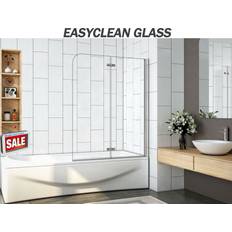 Aica 180 Hinged 2 Glass Over Bath Shower Door Panel Folding Screen