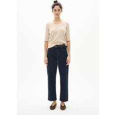 InWear Dame Sweatere InWear Leenahiw Vneck Blouse Kvinde Haze Melange Kortærmet Strik Tight Fit - Beige