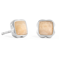 Beige - Women Earrings Coeur de Lion Birthstone Juni Ohrringe Crème Jade - Silber