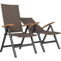 Folding Patio Dining Armchair 110cm H x 71cm W x 58cm D - Brown