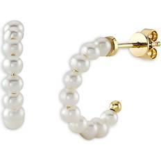Moon & Meadow 14K Yellow Gold Pearl Huggie Earrings