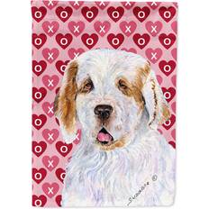 Garden & Outdoor Environment Caroline's Treasures Clumber Spaniel Hearts Love and Valentine's Day Portrait Canvas House Flag