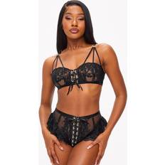 Elastane/Lycra/Spandex Lingerie Sets Ann Summers Boudoir Tease Crotchless Set - Black