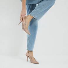 Heels & Pumps River Island Mesh Diamante Sling Back Court Shoes - Beige