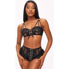 Ann Summers Boudoir Tease Crotchless Set - Black