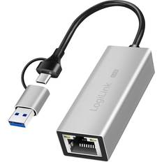 LogiLink USB-A/C 2.5 Gigabit Nätverksadapter RJ45