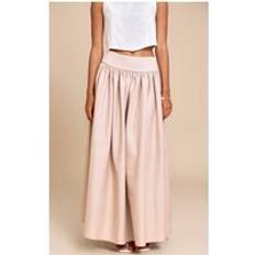 Grey - Long Skirts PrettyLittleThing Stone Woven Drop Waist Rib Panel Maxi Skirt - White