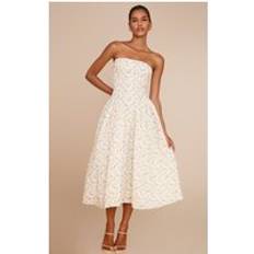 PrettyLittleThing Yellow Ditsy Printed Bandeau Skater Midaxi Dress