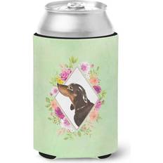 Beige Bottle Coolers Caroline's Treasures Black And Tan Dachshund Green Flowers Can Or Hugger Washable Drink Sleeve Collapsible Bottle Cooler