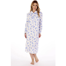 Slenderella Nd02127 Blue Floral Print Long Sleeve Nightdress