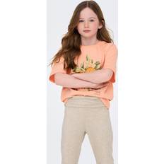 Grøn T-shirts Kids Only Salmon Fresh Loose T-Shirt - Grøn/Orange/Laks