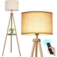 OUTON Solid Wooden Tripod 1H Timer Floor Lamp