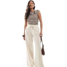 Only Petite Wide Leg Linen Look Trousers - Beige