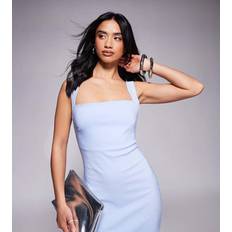 Vesper Petite Bengaline Square Neck Scoop Back Midaxi Dress - Light Blue