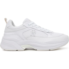 Tommy hilfiger chunky sneakers Tommy Hilfiger Leather Mixed Texture Chunky Trainers - White