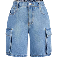 Shein Tween Girl YK Summer Flap Pocket Side Baggy Straight Leg Denim Jeans Shorts Girls Summer Clothes Concert Outfits
