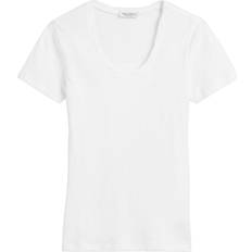 Marc O'Polo Dam T-shirts Marc O'Polo Deep Round Neck Twisted Dam Kortärmade T-shirt - White