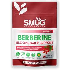 SMUG Supplements Berberine HLC British Made 98% Pure 365 Vegan Micro Tablets