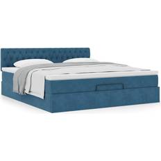 vidaXL Ottoman Sängram Med Madrass Mörkblå 160x200 cm Sammet Sängpaket