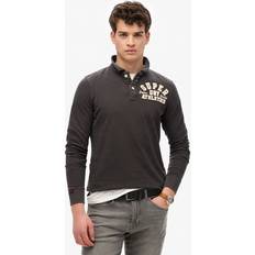 Superdry Pikétröjor Superdry Men's Vintage Athletic Poloshirt mit Langen Ärmeln - Schwarz