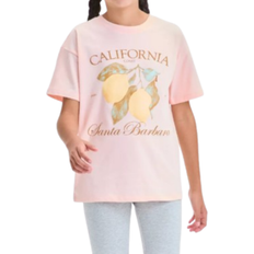 Cat & Jack Girls' Short Sleeve Oversized Graphic T-Shirt Light Peach