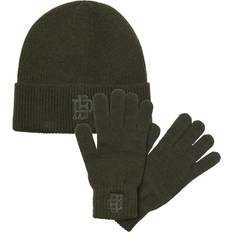 Jack & Jones Green Accessories Jack & Jones Train Mens Hat Gloves Set Peat Brown