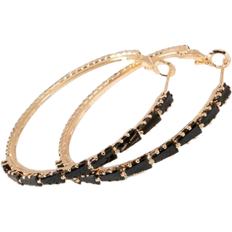 Shein pair Fashionable Copper Hoop Earrings Encrusted With Step Cut Cubic Zirconia RedGreenGoldBlackMultiColor Suitable For Daily Wear Luxury And HighEnd Fo