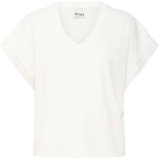 Ichi Vita T-shirts Ichi Bomull V-ringad Blus - White
