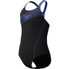 Speedo Girls' Medley Logo Swimsuit - Black/Blue