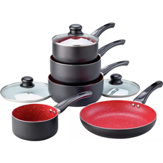 Russell Hobbs Red Stone Aluminium 5 Piece Pan Black Cookware Set with lid 5 Parts