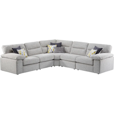 Oak Furnitureland Silver Fabric Modular 5 Seat Morgan Sectional Sofa 298cm 5 Seater