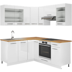 Cuisines Équipées VICCO Cuisine en angle Fame-LINE, cuisine intégrée, cuisine 190 cm, ultra-brillante Blanc