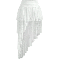 Shein Wedding Lace Skirt Elegant Vacation Skirt Low Waist MultiLayer Ruffles With Asymmetrical Hem Flattering And Elongating Skirt